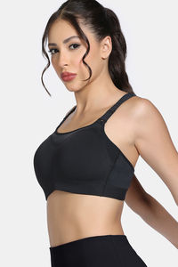 Zelocity High Impact Quick Dry Sports Bra - Jet Black — thumbnail 6